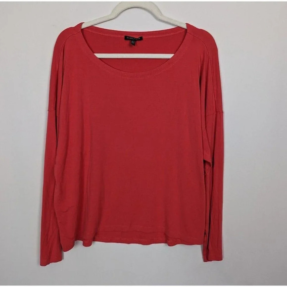 Eileen Fisher XL Long Sleeve Tee Shirt Top Scoop Neck Draped Knit Stretch - Picture 1 of 8
